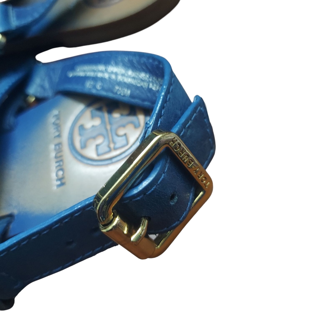 Tory Burch Blue Leather Sandals Leather Beach Size 7.5M - Picture 5 of 6